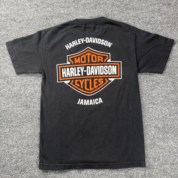 Harley Davidson Graphic T Shirt Front & Back Hit Jamaica, Youth XL / Womens S - Picture 1 of 11